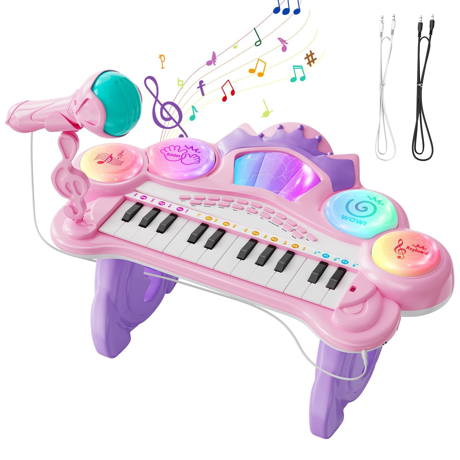 Amazon | Cute Stone 子供 ピアノ おもちゃ 3in1 キーボード ドラム